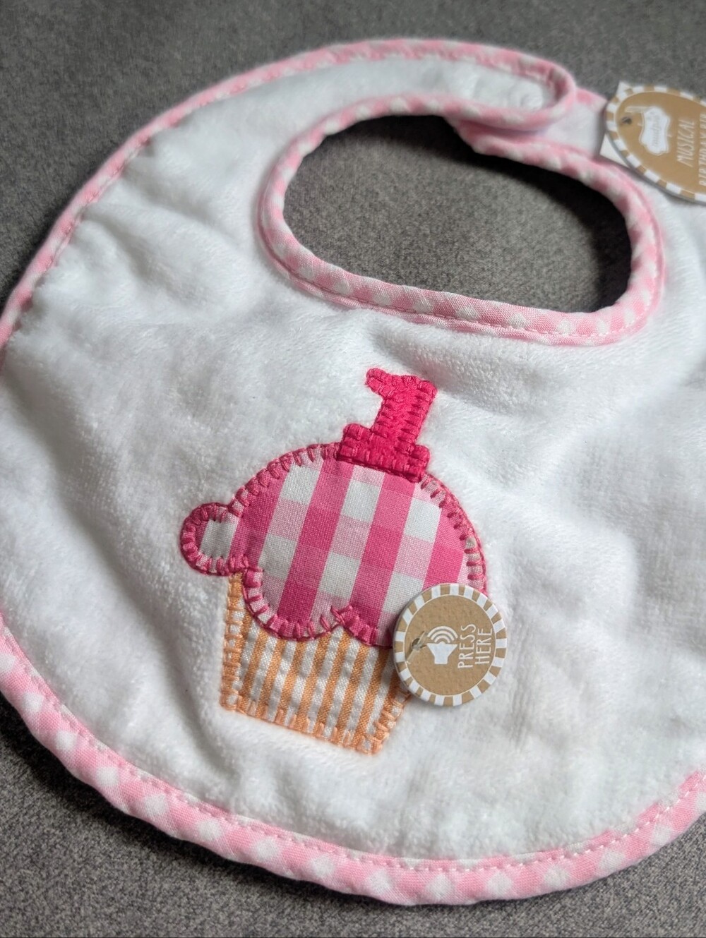 NWT Mud Pie Pink Musical 1st Birthday Bib Girl